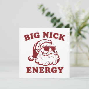 Big Nick Energy Funny Santa Christmas Vintage Holiday Card