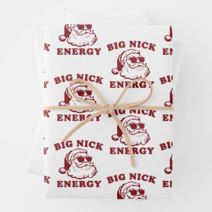 Big Nick Energy Funny Santa Christmas Vintage Wrapping Paper Sheet