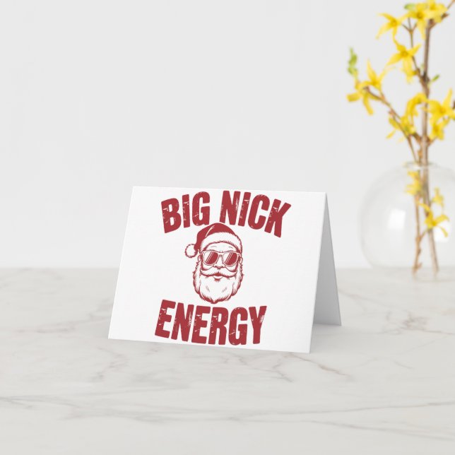 Big Nick Energy Funny Santa Rude Christmas Joke  Card (Yellow Flower)