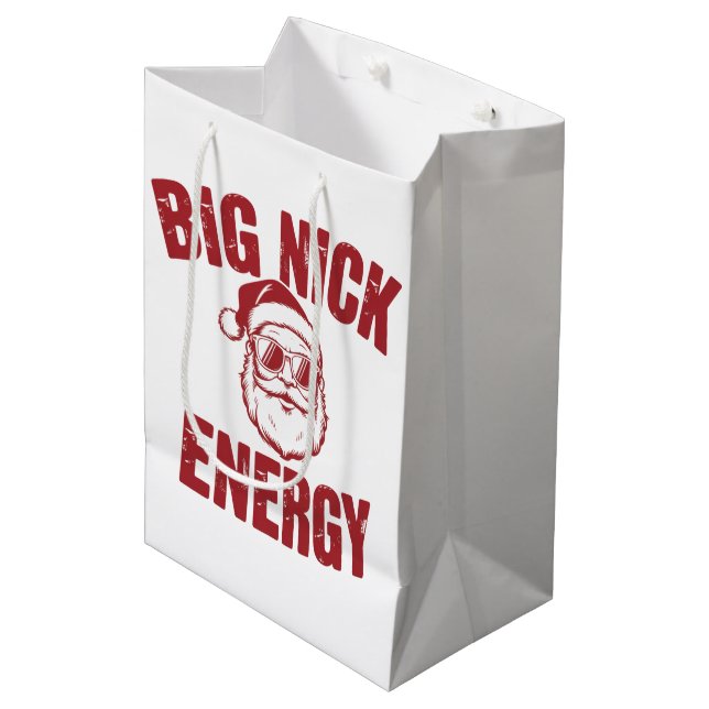 Big Nick Energy Funny Santa Rude Christmas Joke  Medium Gift Bag (Front Angled)