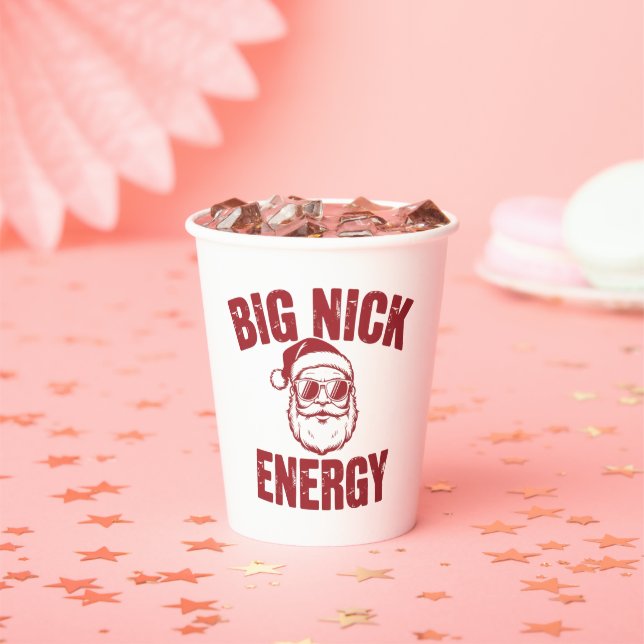 Big Nick Energy Funny Santa Rude Christmas Joke  Paper Cups (Insitu)