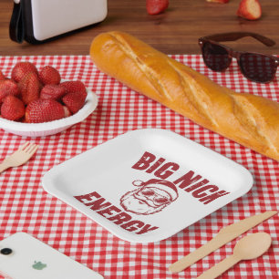 Big Nick Energy Funny Santa Rude Christmas Joke  Paper Plate