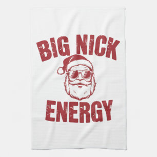 Big Nick Energy Funny Santa Rude Christmas Joke Tea Towel