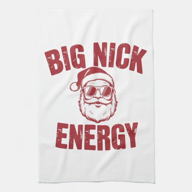 Big Nick Energy Funny Santa Rude Christmas Joke  Tea Towel (Vertical)