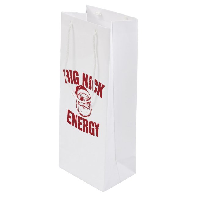 Big Nick Energy Funny Santa Rude Christmas Joke  Wine Gift Bag (Front Angled)