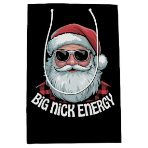 Big Nick Energy Funny Santa Sunglasses Christmas Medium Gift Bag