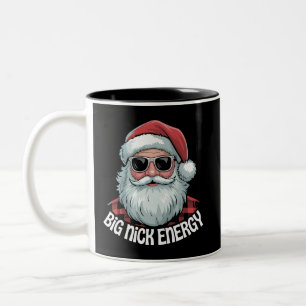Big Nick Energy Funny Santa Sunglasses Christmas  Two-Tone Coffee Mug