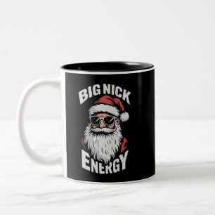 Big Nick Energy Funny Santa Sunglasses Christmas Two-Tone Coffee Mug