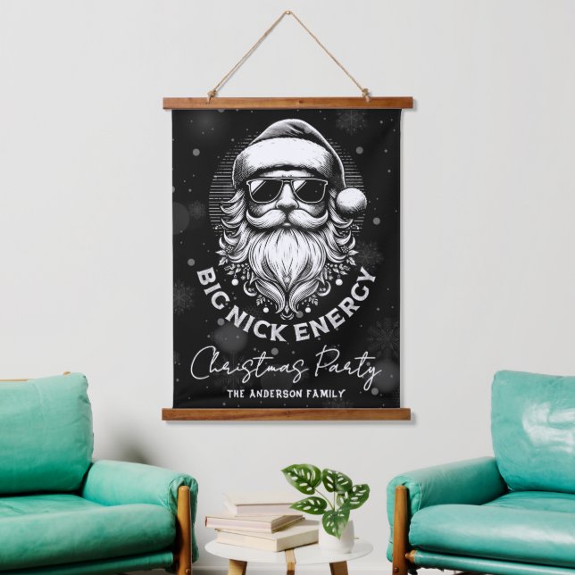 Big Nick Energy Santa Funny Christmas Xmas Holiday Hanging Tapestry (Living Room)
