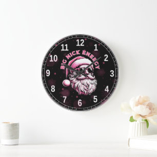 Big Nick Energy Santa Funny Christmas Xmas Holiday Large Clock