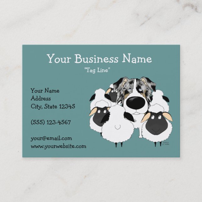 Big Nose Blue Merle Australian Shepherd Business Card (Front)