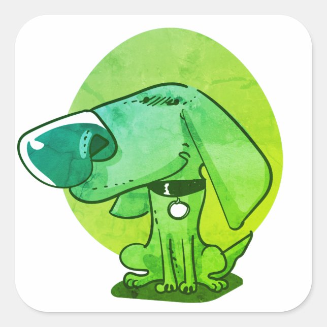 big nose funny dog cartoon square sticker (Front)