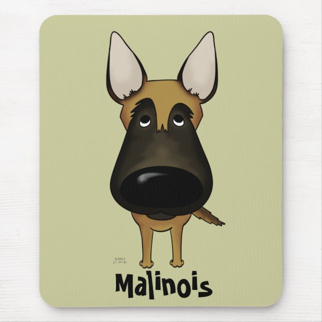 Big Nose Malinois Mouse Mat (Front)