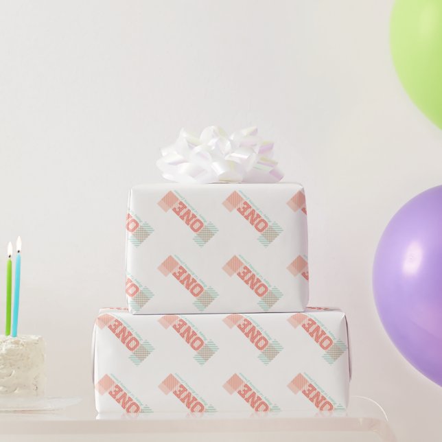 Big Number 1 Stripes Girl 1st Birthday Gift Wrap (Party Gifts)