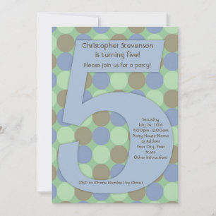 Big Number 5 Boy's 5th Birthday Party Invitation