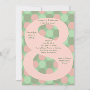 Big Number 8 Girl's 8th Birthday Party Invitation