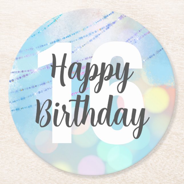 Big Number Bokeh Birthday Coasters (Front)