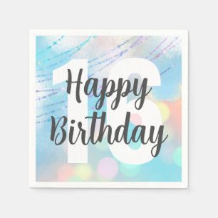 Big Number Bokeh Birthday Party Napkins