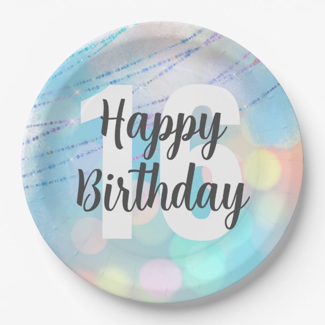 Big Number Bokeh Birthday Party Napkins Paper Plate (Front)