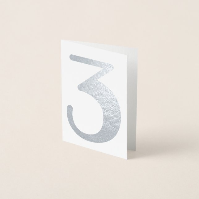 Big Number Wedding Modern Silver Foil Card (Front)