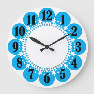 big numbers blue bubbles large clock