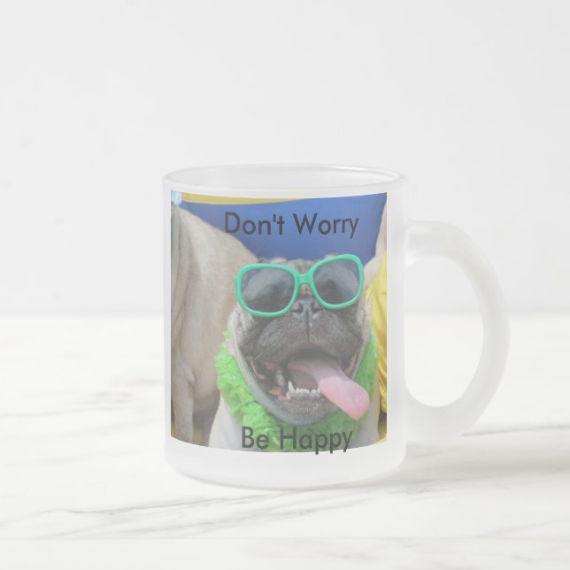 Big O Don't Worry Frosted Glass Coffee Mug (Right)