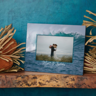 Big Ocean Wave Newlywed Photo Gift Plaque
