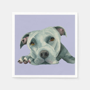 Big Ol' Head - Pit Bull Dog Watercolor Painting Napkin