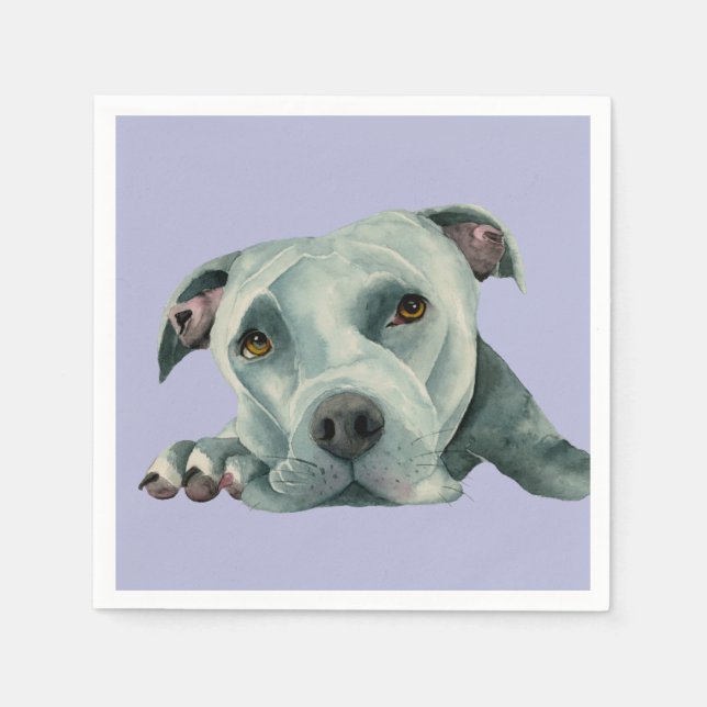Big Ol' Head - Pit Bull Dog Watercolor Painting Napkin (Front)