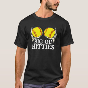 Big Ol Hitties Softball Funny Skeleton Hands Softb T-Shirt