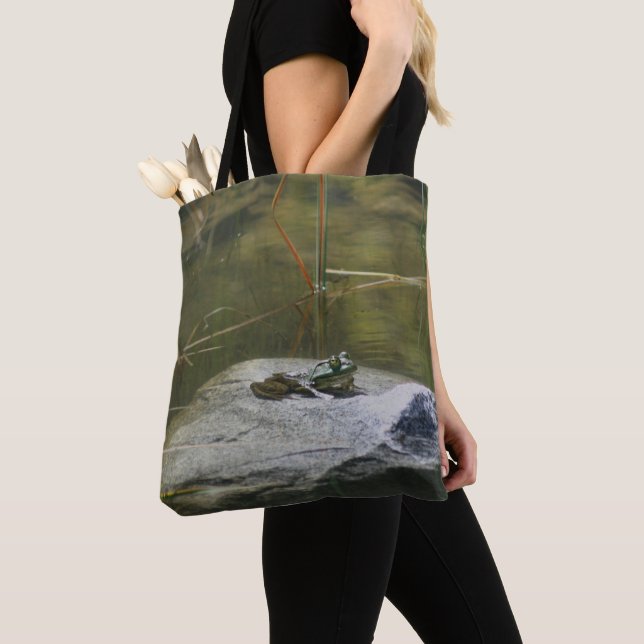 Big Old Bullfrog In Pond Nature  Tote Bag (Close Up)