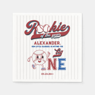 Big One Baseball Rookie Of The Year First Birthday Napkin