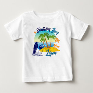 Big One Birthday Boy Beach Theme Personalised Name Baby T-Shirt
