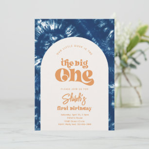 Big One Birthday Invitation   Tie Dye Invitation