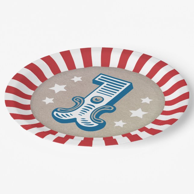 Big One Circus Carnival Birthday Party Paper Plate (Angled)