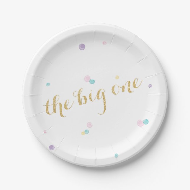 Big One First Birthday Paper Plates (Front)