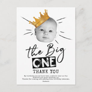 Big One First Birthday Photo Thank you Postcard
