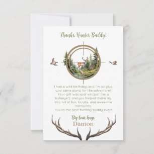 Big One Hunting First Birthday Thank You Card