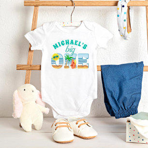 Big One surfing beach summer birthday Baby Bodysuit