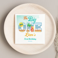 Big One surfing beach summer birthday tableware