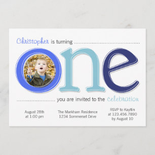 Big One with Photo Cutout Birthday Card - Blue