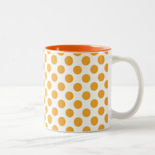 Big Orange Dots on White Two-Tone Coffee Mug