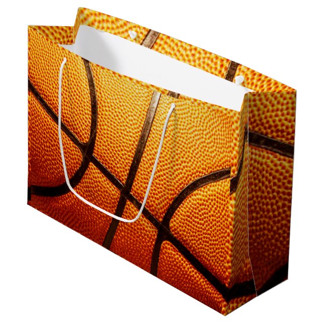 Big Orange Pimply Basketball, Large Gift Bag (Front Angled)