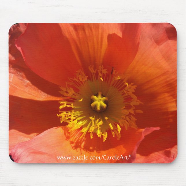 Big Orange Poppy Mouse Mat (Front)