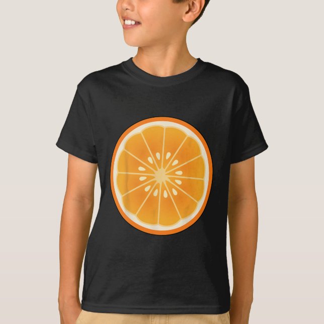 Big Orange Sliced Costume Cute Easy Fruit Hallowee T-Shirt (Front)