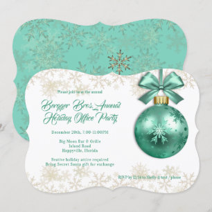 Big Ornament Green Christmas Holiday Office Party Invitation
