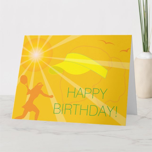 Big oversized tennis birthday card for girls (Front)