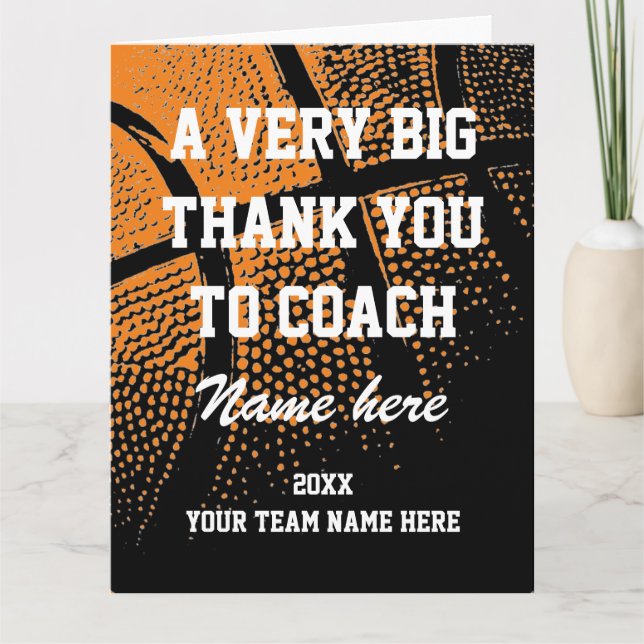 Big oversized Thank you card for basketball coach (Front)
