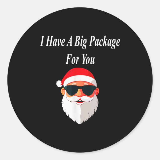 Big Package Christmas Funny Naughty Dirty Raunchy  Classic Round Sticker (Front)