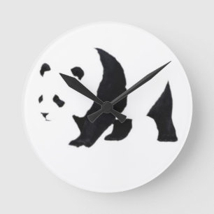 Big panda bear round clock